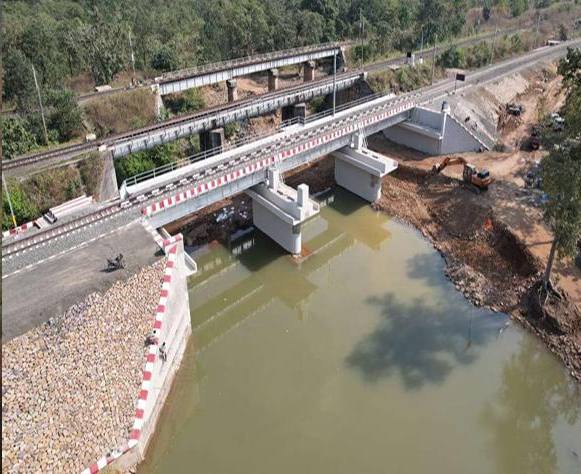 Rail bridge over a river